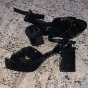 Patent Platform Heels Sandals